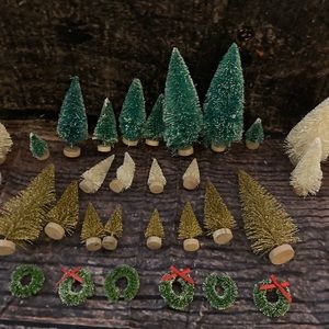 Handmade Tree Decoration Set! Green Trees, White Trees, and Golden Sparkle Trees